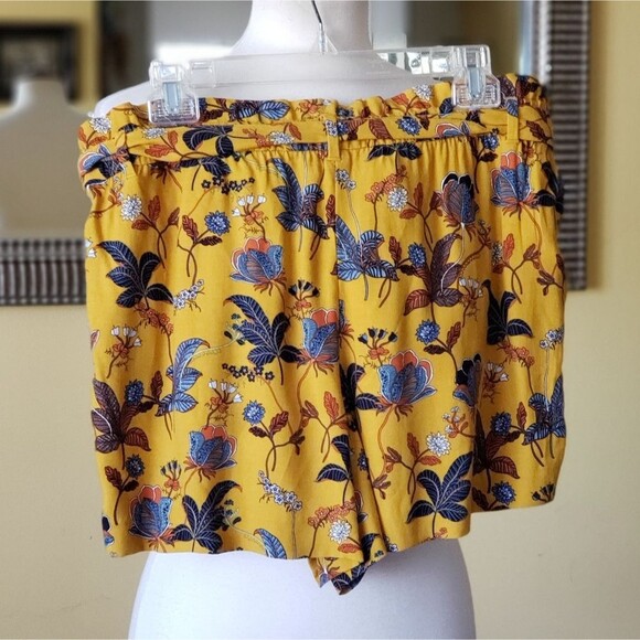 LOFT Tie Waist Floral Shorts Side Pockets Fluid Crepe Elasticated Waist Medium - Picture 6 of 10